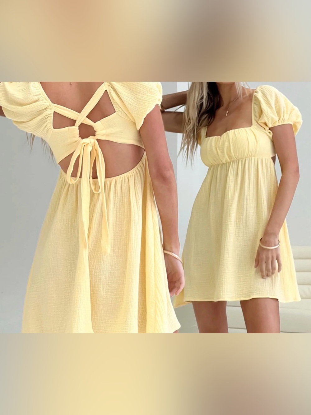 Princess Polly Womens 8 Yellow Let’s Dance Mini Dress Boho Summer Cotton Beach - Picture 4 of 16